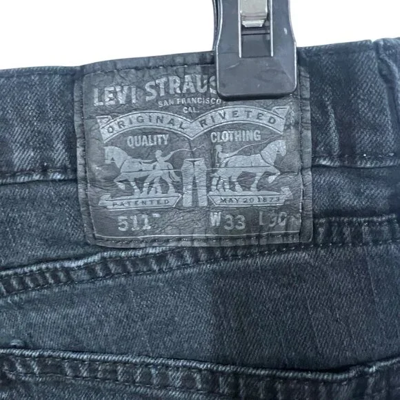 Levis 511 Straight Leg Black Jeans 33x30 - Picture 3 of 4